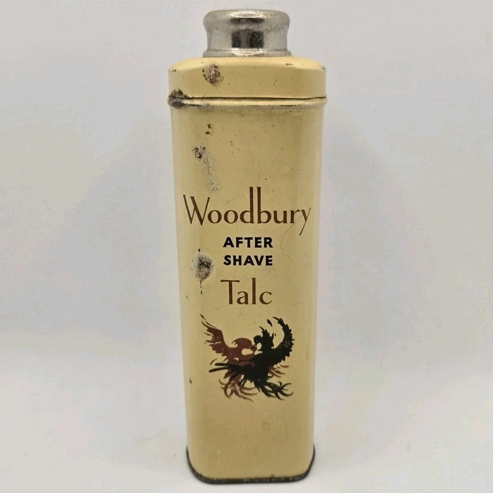Vintage Woodbury After Shave Talc Tin 4 Oz Rooster 25c Advertising Can